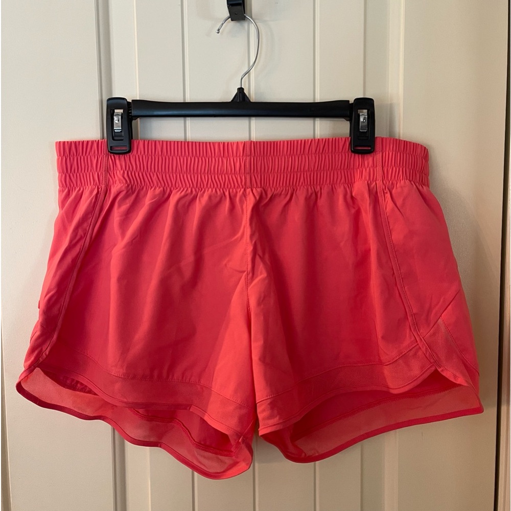 Athleta Mesh Racer Run 4” Short, Sz L, Bright Coral
